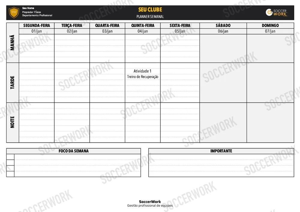 Planilha Planner semanal